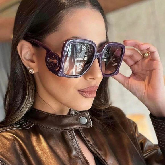 NEW Gucci GG1326S 003 Violet Grey Gradient Oversized Square Women Sunglasses - Picture 1 of 11